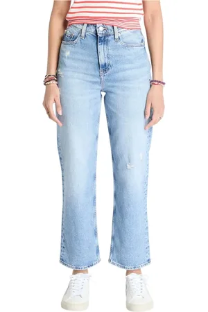 Tommy Hilfiger Jeans, Dames, Blauw, W31, Denim, Versleten Slim Fit Denim Jeans