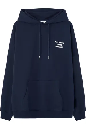 Drôle de Monsieur Sweatshirts & Hoodies, Heren, Blauw, M, Blauwe Hoodie Sweater Slogan