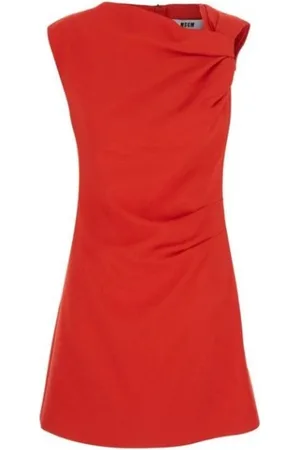 Msgm Kleedjes, Dames, Rood, M, Polyester, Cross-Design Asymmetrische Jurk