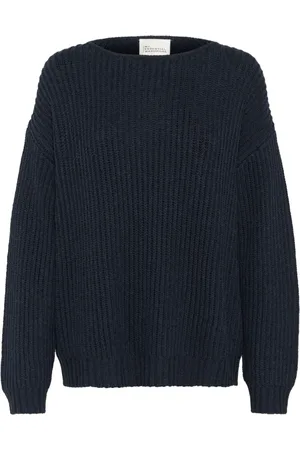 My Essential Wardrobe Truien, Dames, Blauw, L, Donker Saffierblauwe Gebreide Pullover