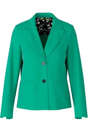 Marc Cain Jassen, Dames, Groen, M, Groene Blazer met Stijlvolle Opstaande Kraag en Knopensluiting