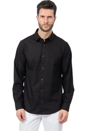 Armani Exchange Overhemden, Heren, Zwart, L, Katoen, Zwarte katoenen overhemd met microprint
