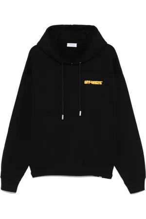 OFF-WHITE Sweatshirts & Hoodies, Heren, Zwart, 2Xl, Katoen, Zwart Geribbelde Sweatshirt met Buidelzak