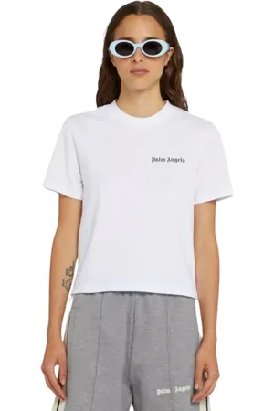 Palm Angels Tops, Dames, Wit, S, Katoen, Wit T-shirt met logo-opdruk