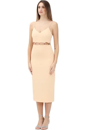 Patrizia Pepe Kleedjes, Dames, Oranje, M, Elegante Roze Midi Jurk met Zijopeningen