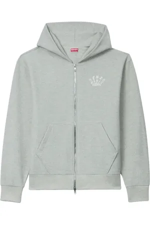 Kenzo Sweatshirts & Hoodies, Heren, Grijs, S, Katoen, Grijze Zip Up Hoodie