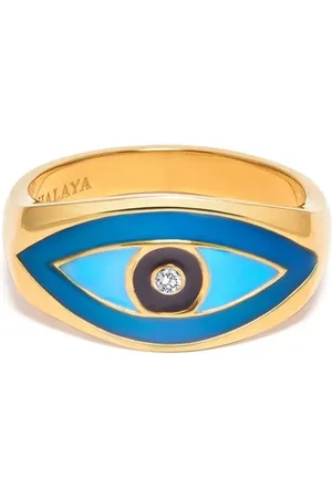 Nialaya Accessoires, Heren, Geel, 60 MM, Evil Eye Ring