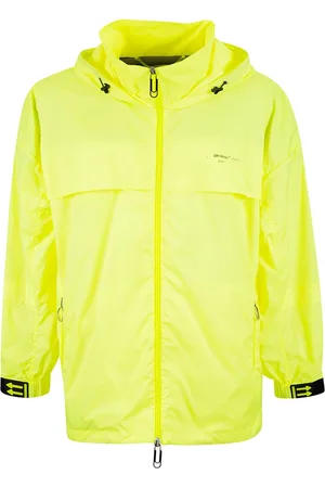 OFF-WHITE Jassen, Heren, Geel, M, Polyester, Fluorescerend Gele Windbreaker Jas