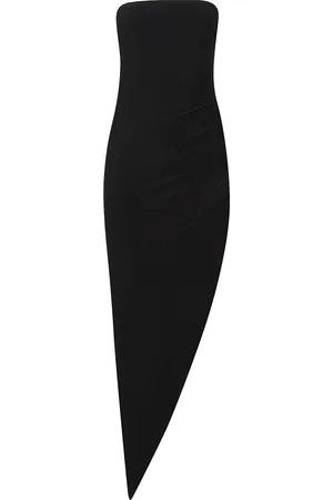 Norma Kamali Kleedjes, Dames, Zwart, S, Polyester, Elegante Jurk met Gedrapeerde Zijkant