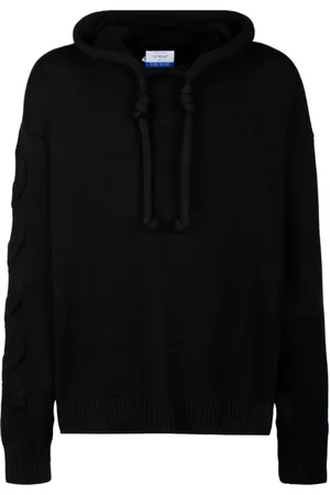 OFF-WHITE Sweatshirts & Hoodies, Heren, Zwart, S, Katoen, Zwarte 3D Diag Knit Hoodie