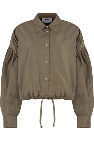 Msgm Blouses & Shirts, Dames, , S, Polyester, Taffeta Blouse met Ballonmouwen en Trekkoordzoom