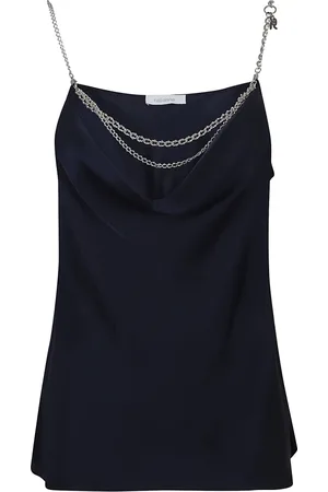 Paco rabanne Tops, Dames, Blauw, M, Polyester, Cami Top met Kettingdetails