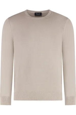 DRUMOHR Truien, Heren, , XL, Katoen, Geribbelde Katoenen Crew-Neck Sweater