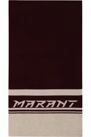Isabel Marant Accessoires, Dames, Paars, ONE Size, Wol, Logo Intarsia Wollen Blend Sjaal