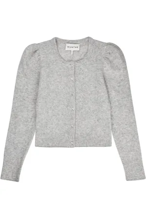 Munthe Truien, Dames, Grijs, XL, Zacht Gebreid Vest met Pofmouwen
