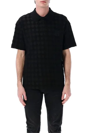 AMIRI Tops, Heren, Zwart, L, Katoen, Zwarte Toweling Polo Ss 25