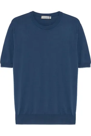 CANALI Tops, Heren, Blauw, 3Xl, Katoen, Katoenen Gebreid T-shirt Gemaakt in Italië