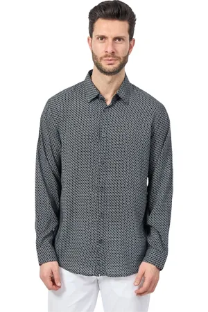 Armani Exchange Overhemden, Heren, Blauw, L, Katoen, Blauw Katoenen Overhemd met All-Over Motief