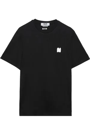 Msgm Tops, Heren, Zwart, S, Katoen, T-shirt met Logo