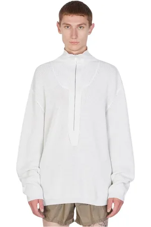 OUR LEGACY Truien, Heren, Wit, S, Polyester, Geribbelde Gebreide Anorak Trui