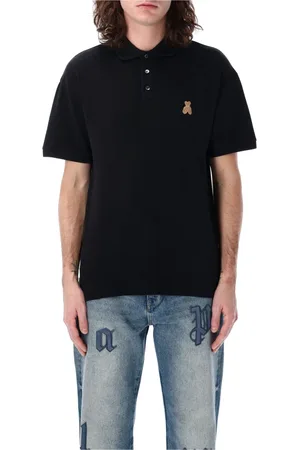 Palm Angels Tops, Heren, Zwart, S, Katoen, Bear In Mind Polo T-shirt