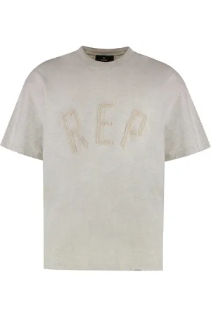 Represent Tops, Heren, Grijs, M, Katoen, Geribbelde Katoenen Crew-Neck T-shirt