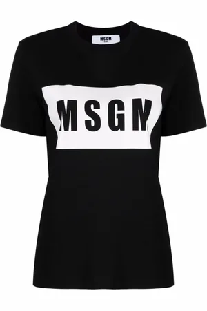 Msgm Tops, Dames, Zwart, XS, Katoen, Basic Katoenen T-shirt