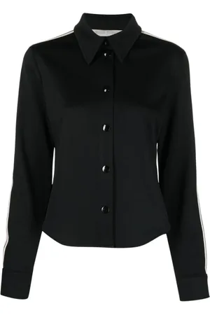Palm Angels Blouses & Shirts, Dames, Zwart, S, Slim Fit Jersey Shirt met Streepdetail