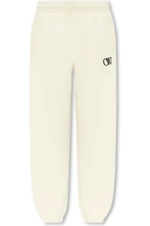 OFF-WHITE Broeken, Dames, , S, Katoen, Logo cream joggingbroek