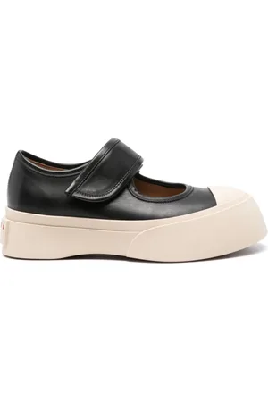 Marni Schoenen, Dames, Zwart, 39 EU, Leer, Zwarte Leren Sneakers