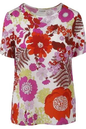 P.A.R.O.S.H. Blouses & Shirts, Dames, Veelkleurig, S, Floral Zijden Blouse