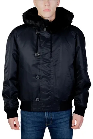 HUGO BOSS Jassen, Heren, Zwart, L, Zwarte Hooded Bomberjack