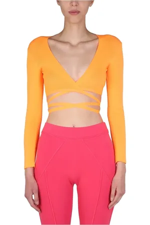 Msgm Tops, Dames, Oranje, M, Polyester, Top met lange mouwen