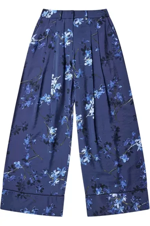 Munthe Broeken, Dames, Blauw, M, Floral Wide Leg Broek
