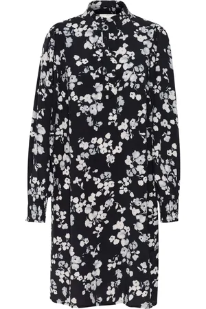 Kaffe Kleedjes, Dames, Zwart, 2Xl, Marine Flower Korte Jurk