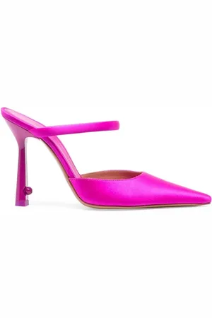 OFF-WHITE Schoenen, Dames, Paars, 36 EU, Leer, Pop Lollipop Muiltjes met Hak