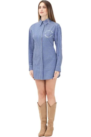 GAËLLE Kleedjes, Dames, Blauw, S, Blauw-wit gestreepte korte jurk