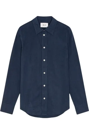 NN.07 Overhemden, Heren, Blauw, M, Katoen, Blauwe Tencel Poplin Casual Overhemd