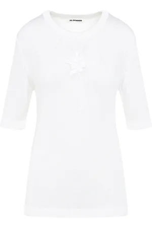 Jil Sander Tops, Dames, Wit, S, Witte Bloemen T-shirt