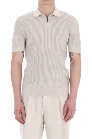 ELEVENTY Tops, Heren, , L, Katoen, Katoen Gebreide Polo Half Zip