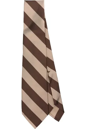 BARBA Accessoires, Heren, Bruin, ONE Size, Diagonaal Streep Walnoot Stropdas