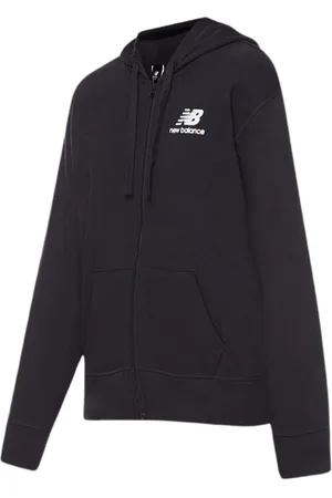 New Balance Sweatshirts & Hoodies, Dames, Zwart, S, Katoen, Embroidered Full Zip Hoodie