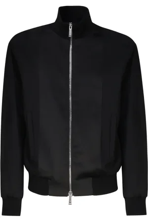 Dsquared2 Jassen, Heren, Zwart, M, Wol, Zwarte wollen jas met satijnen panelen
