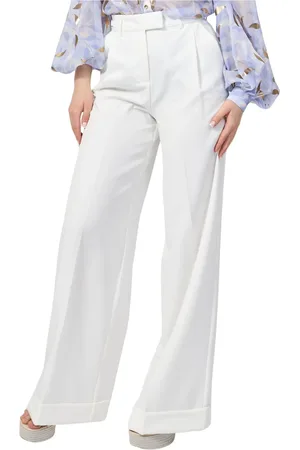 Fracomina Broeken, Dames, Wit, XL, Witte Palazzo Broek met Hoge Taille