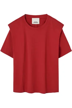 Isabel Marant Tops, Dames, Rood, XS, Katoen, Rood Schouder Geplooide Shirt