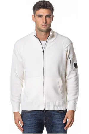 C.P. Company Truien, Heren, Wit, M, Wol, Witte Wollen Vest met Ritszak