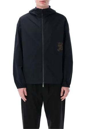 Burberry Jassen, Heren, Blauw, S, Katoen, Capuchon Nylon Katoenen Jas