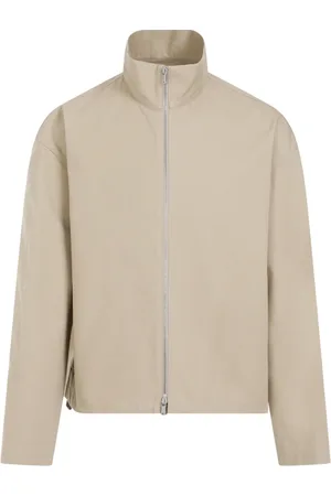 Jil Sander Jassen, Heren, , M, Katoen, Grijze Katoenen Jas met Opstaande Kraag