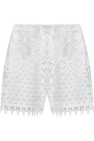 Silvian Heach Korte broeken, Dames, Wit, 2Xs, Polyester, Shorts in pizzo sangallo