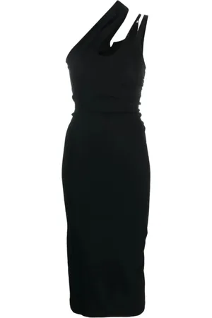 MUGLER Kleedjes, Dames, Zwart, M, Polyester, Midi Jurk Ro 1308